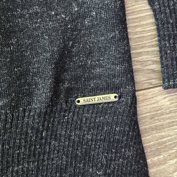 Saint James Mademoiselle Sweater Womens L 96% Wool Black Silver Pullover France - Picture 3 of 16